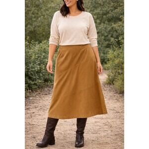 Handmade‎ Tan A-Line Skirt Womens 22 Waist Midi Boot Style Artisan Fall